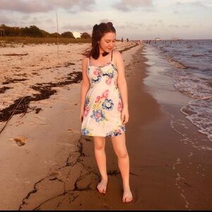 Hollister Floral Beach White Sundress